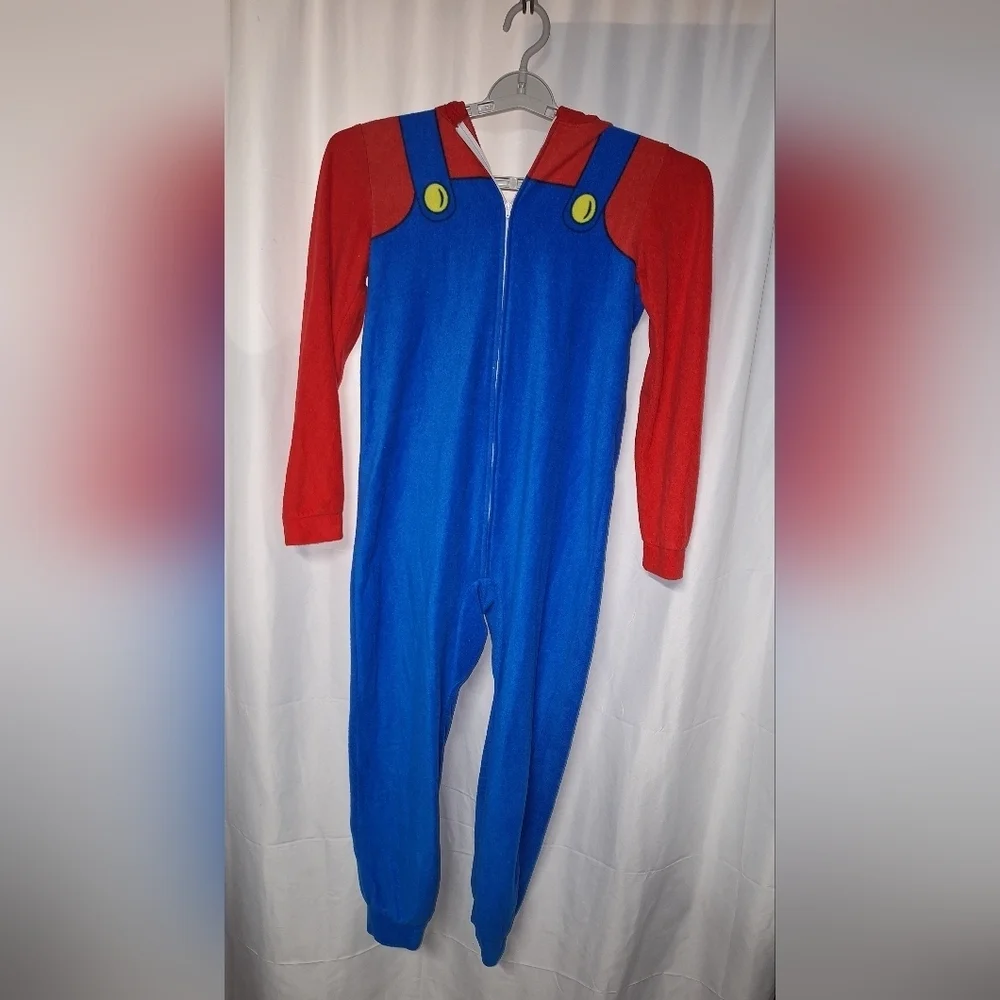 Vibrant Red and Blue Nintendo Mario Kids Halloween Costume/Pajama Set